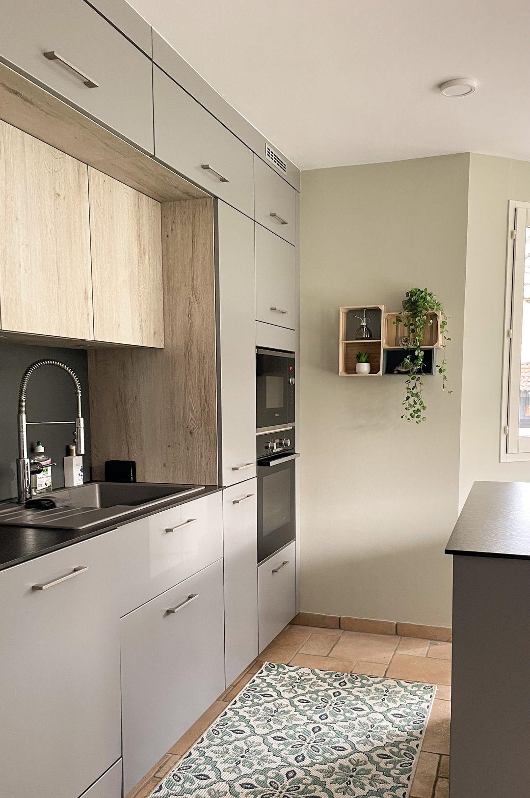 white and black kitchen cabinet